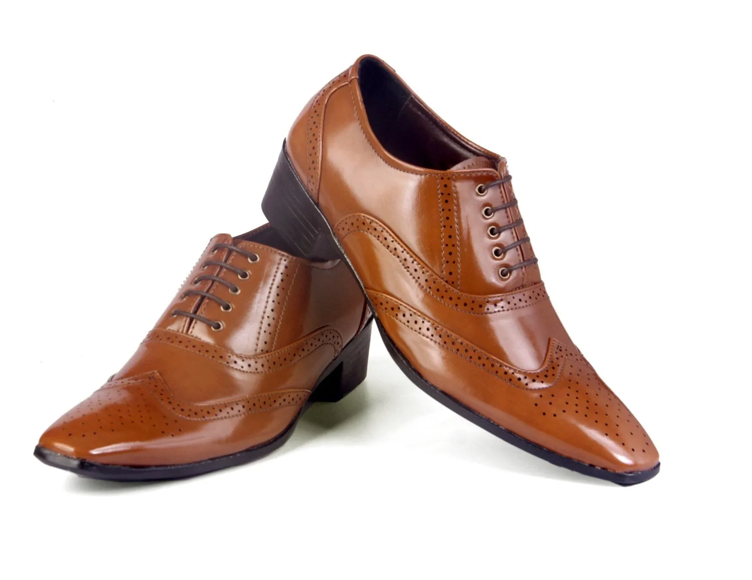 Men's Height Increasing Wedding Wear Brogue Lac-up Shoes