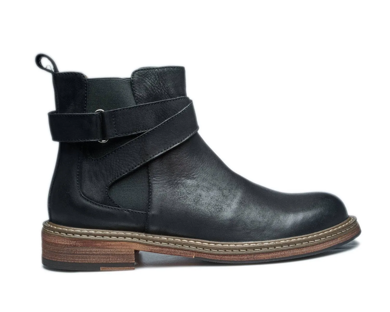 Men's Leather Chelsea Boots with Buckle - Goodyear Welt Construction