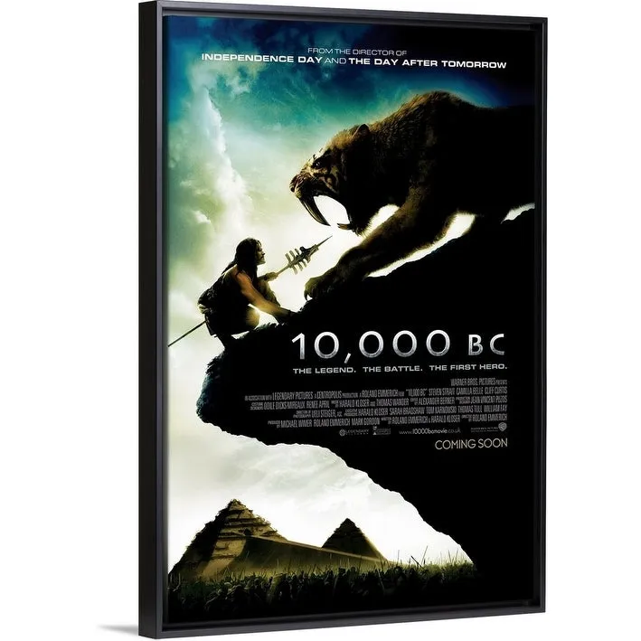 "10,000 B.C. - Movie Poster - UK" Black Float Frame Canvas Art