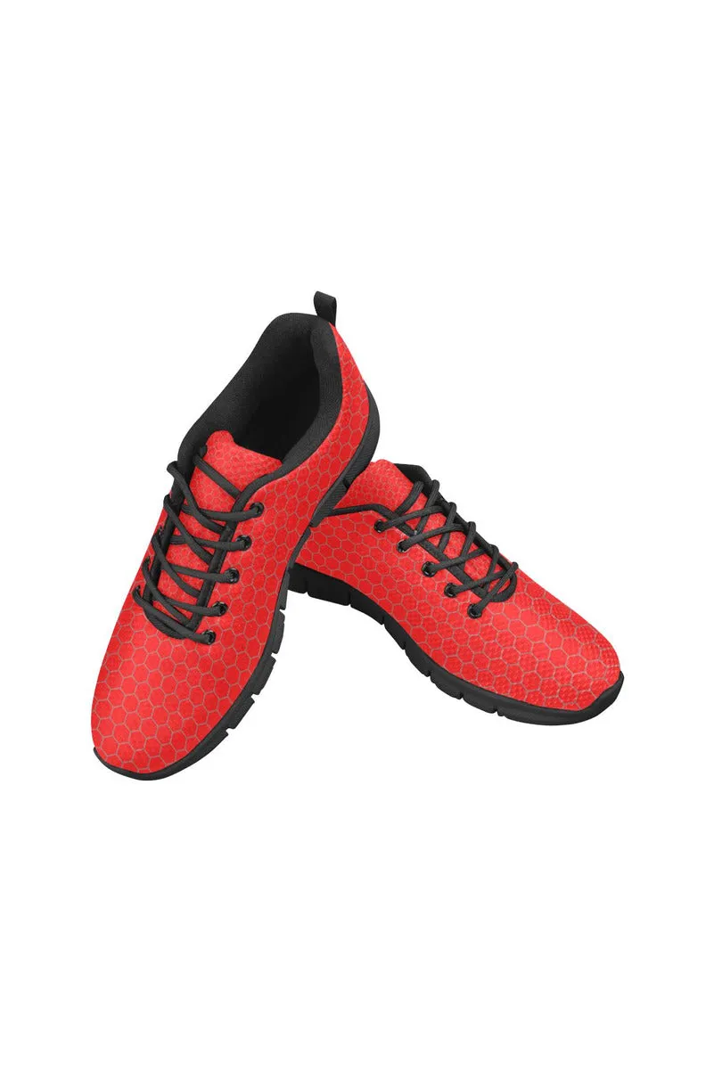 Red Honeycomb Men's Breathable Running Shoes