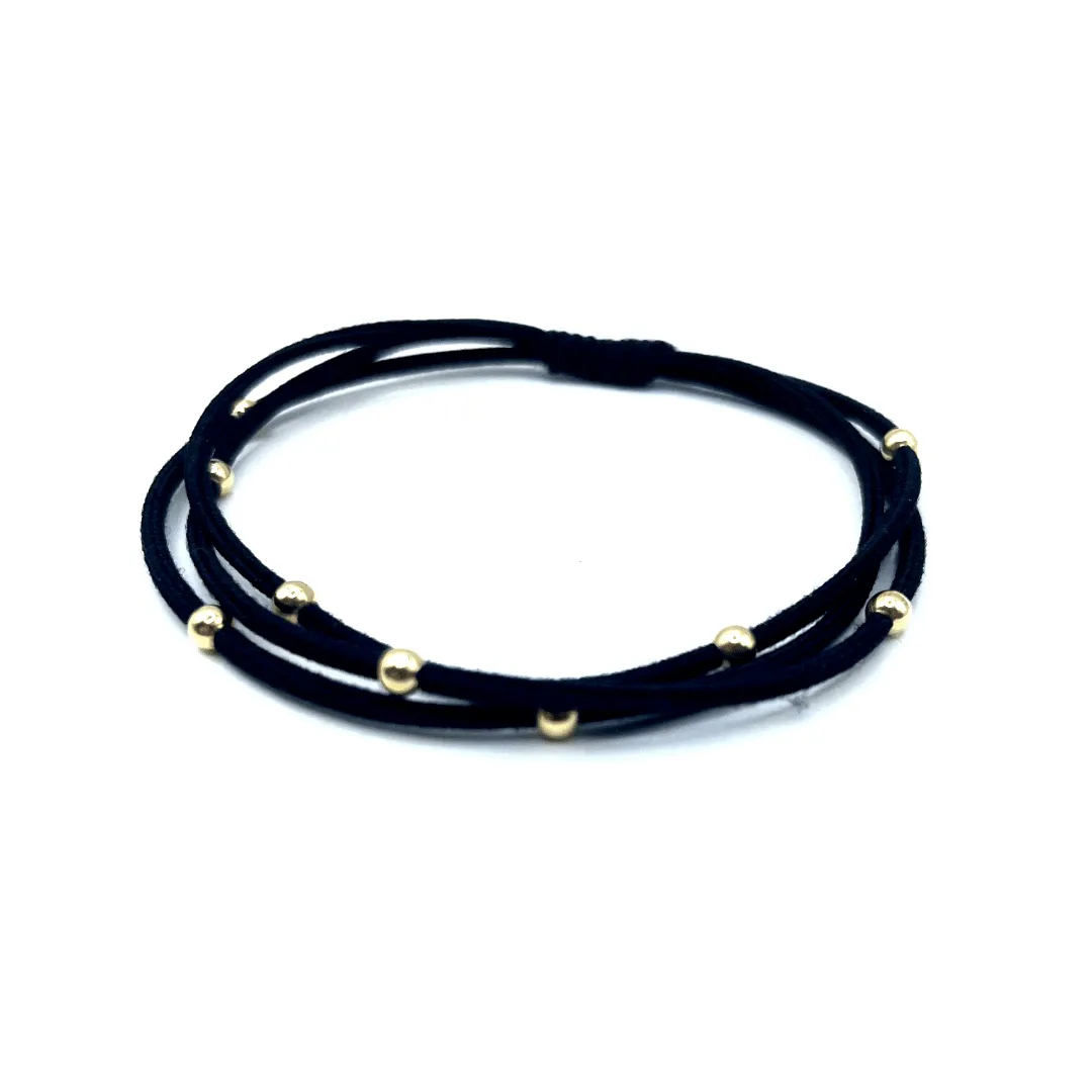 Single Water Pony 3mm Gold Waterproof Hair Band in Black (#S13)