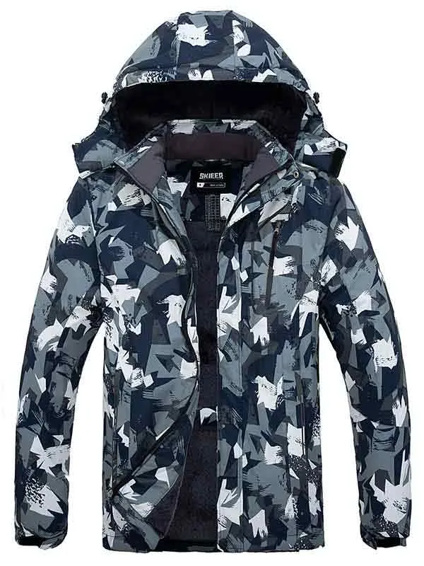 Skieer Men's Ski Jacket Mountain Waterproof Winter Rain Jacket Warm Fleece Snow Coat