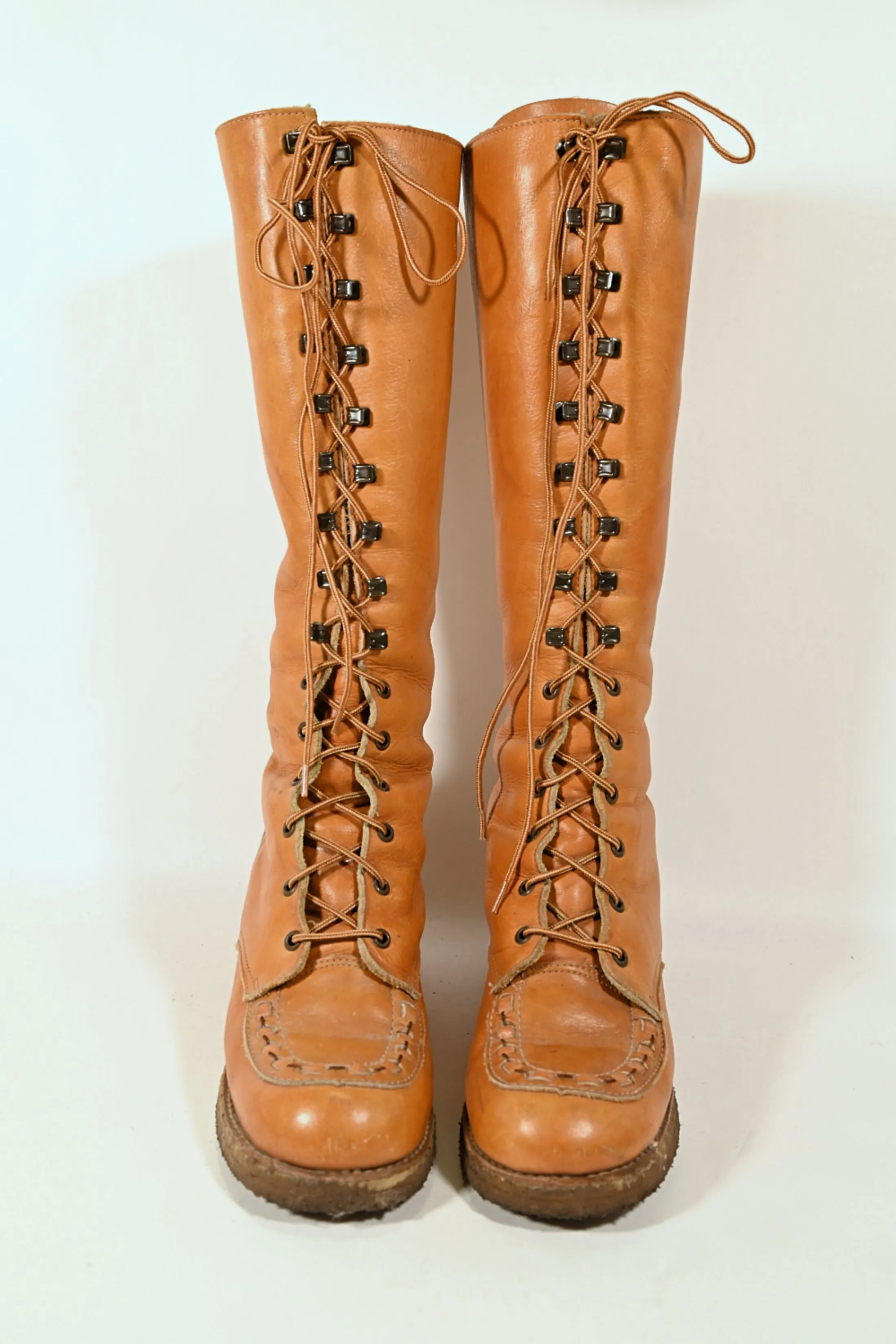 SOLD Vintage 70s Zodiac Lace Up Boots, 60s Granny Boots  8M