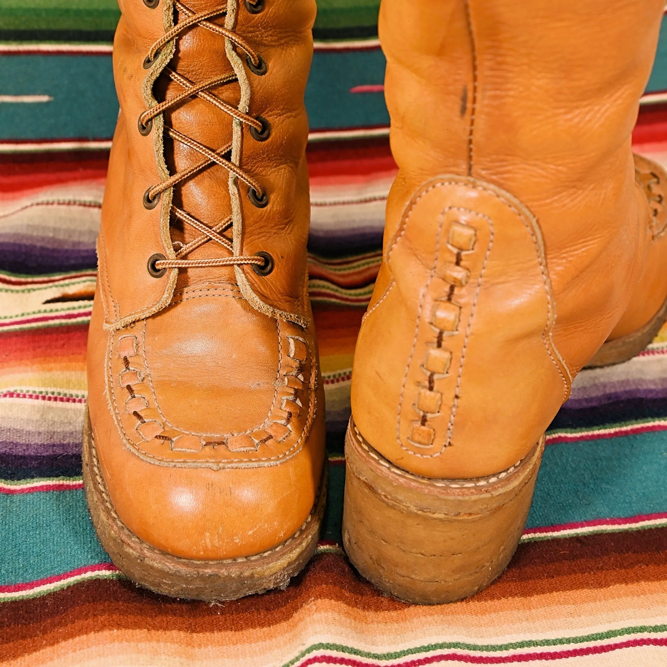 SOLD Vintage 70s Zodiac Lace Up Boots, 60s Granny Boots  8M