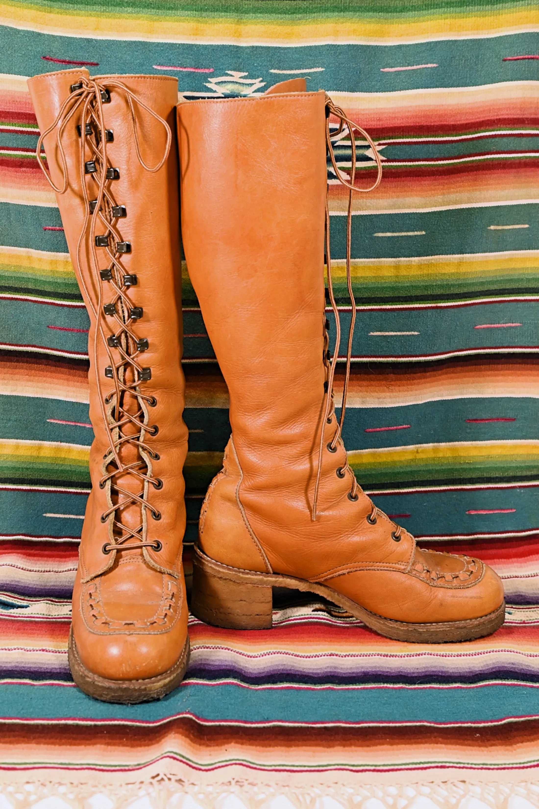 SOLD Vintage 70s Zodiac Lace Up Boots, 60s Granny Boots  8M