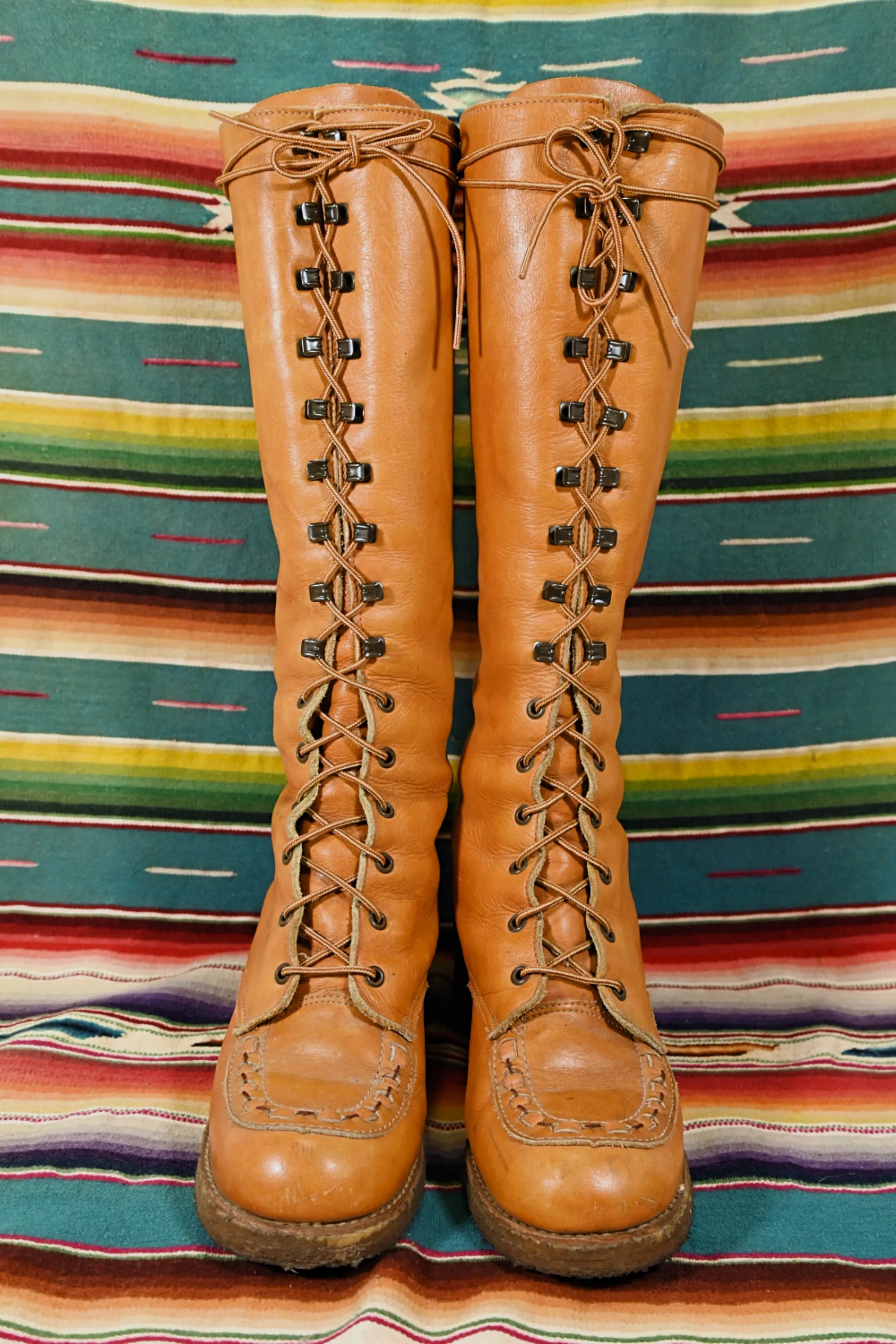 SOLD Vintage 70s Zodiac Lace Up Boots, 60s Granny Boots  8M