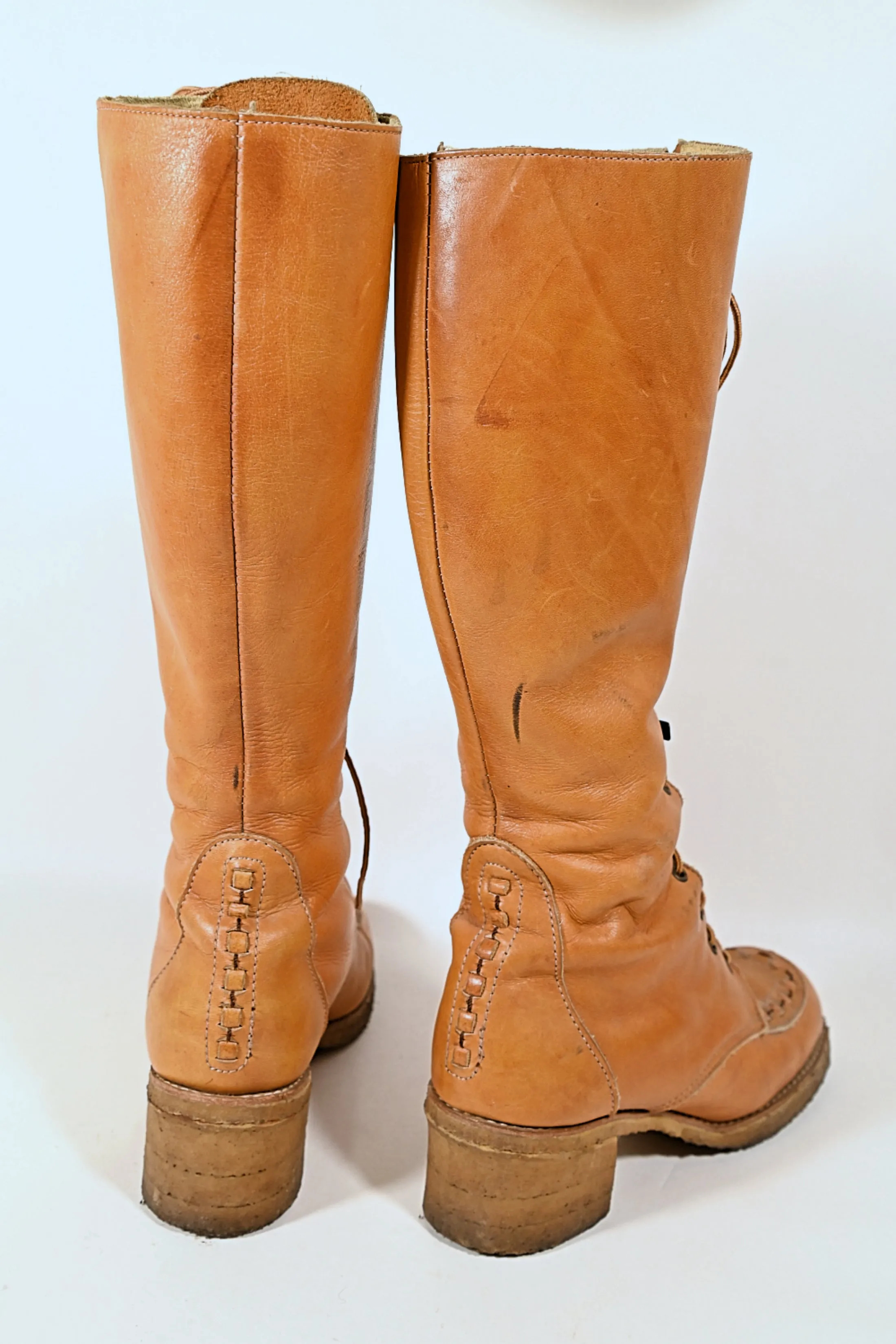 SOLD Vintage 70s Zodiac Lace Up Boots, 60s Granny Boots  8M