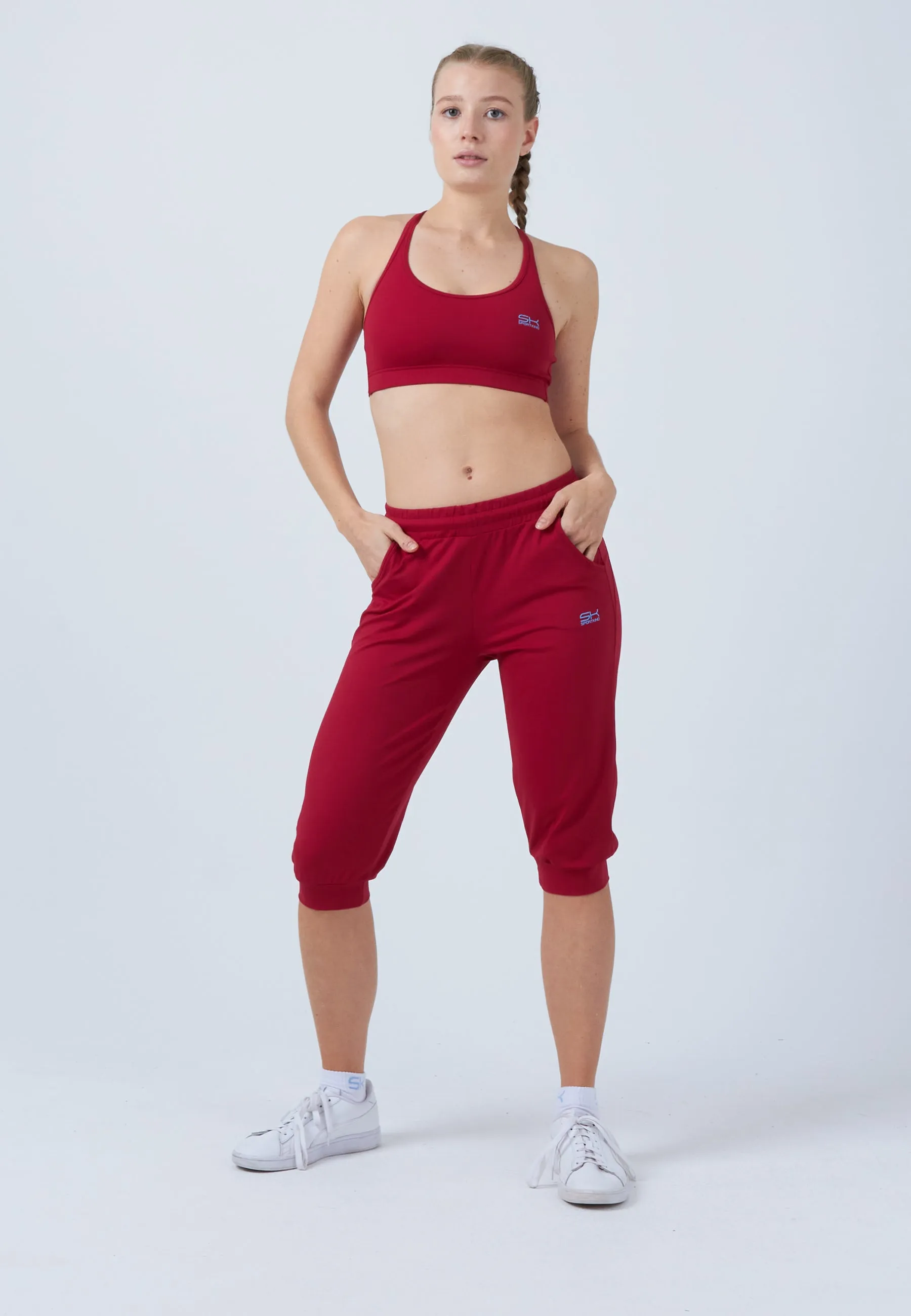 Tennis Capri Pants with pockets, bordeaux red