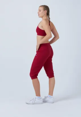 Tennis Capri Pants with pockets, bordeaux red