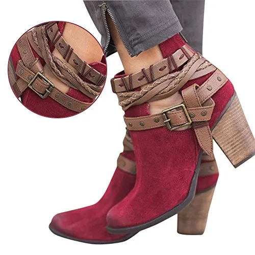 Women's Faux Suede Back Zipper Ankle Boots