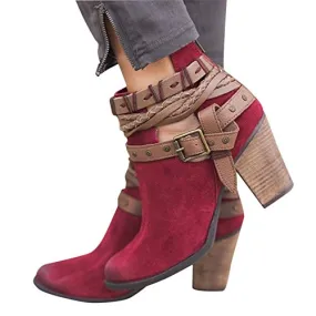 Women's Faux Suede Back Zipper Ankle Boots